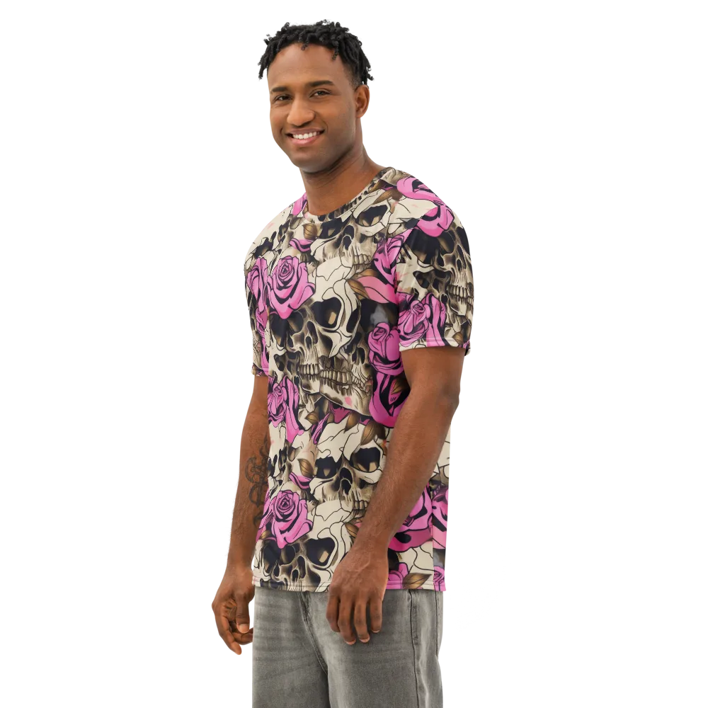 Rosebone Riot on Men's Cotton Crew Neck T-Shirt — Left Front