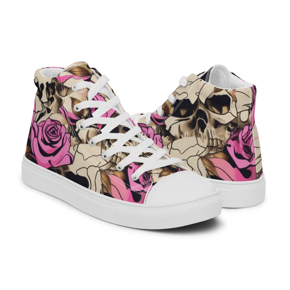 Rosebone Riot on Men's High Top Canvas Shoes — Right
