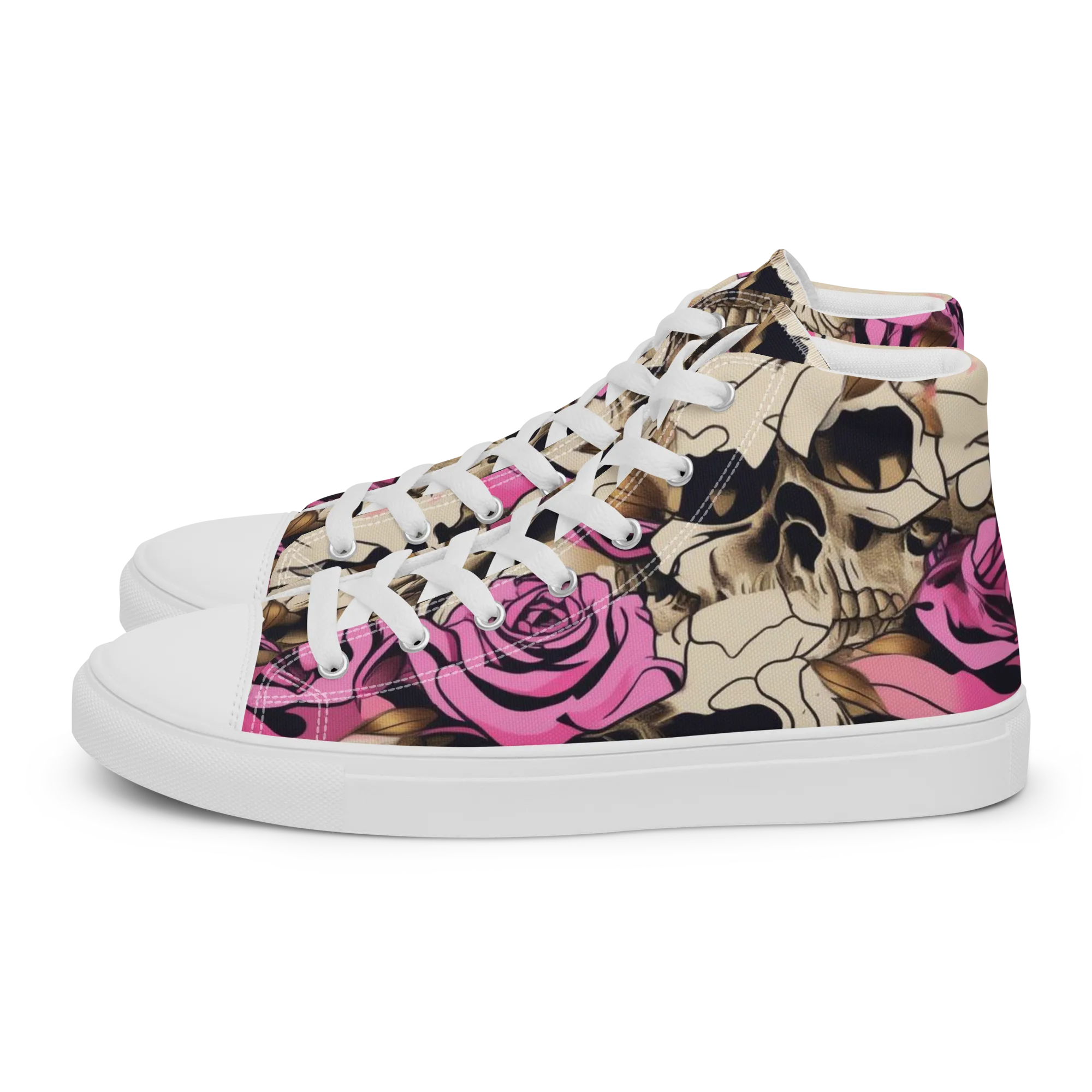 Rosebone Riot on Women's High Top Canvas Shoes — Left