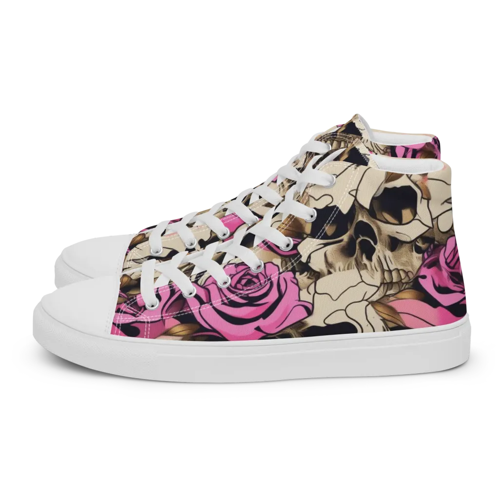 Rosebone Riot on Women's High Top Canvas Shoes — Left