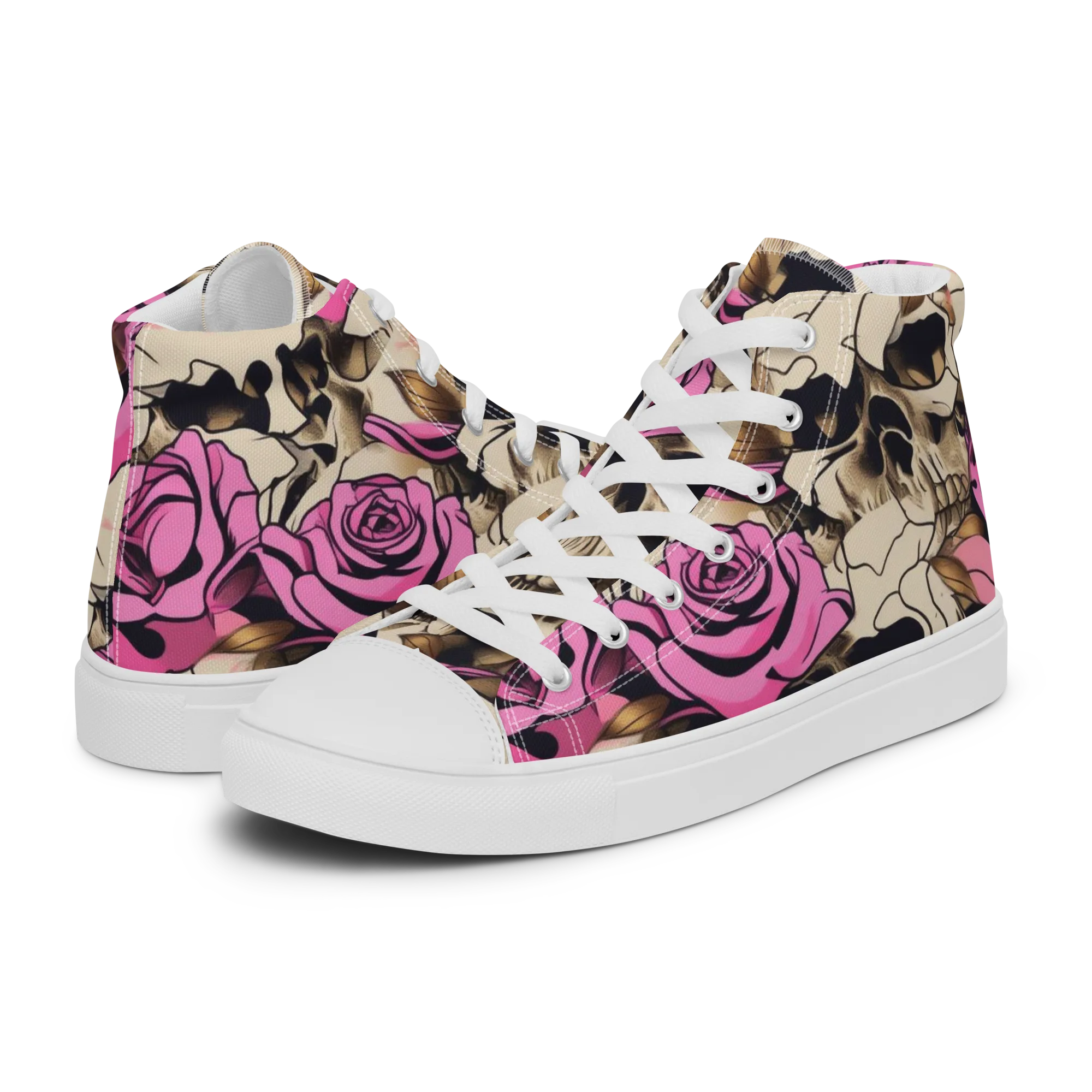 Rosebone Riot on Women's High Top Canvas Shoes — Left