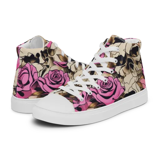 Rosebone Riot on a Women's High Top Canvas Shoes