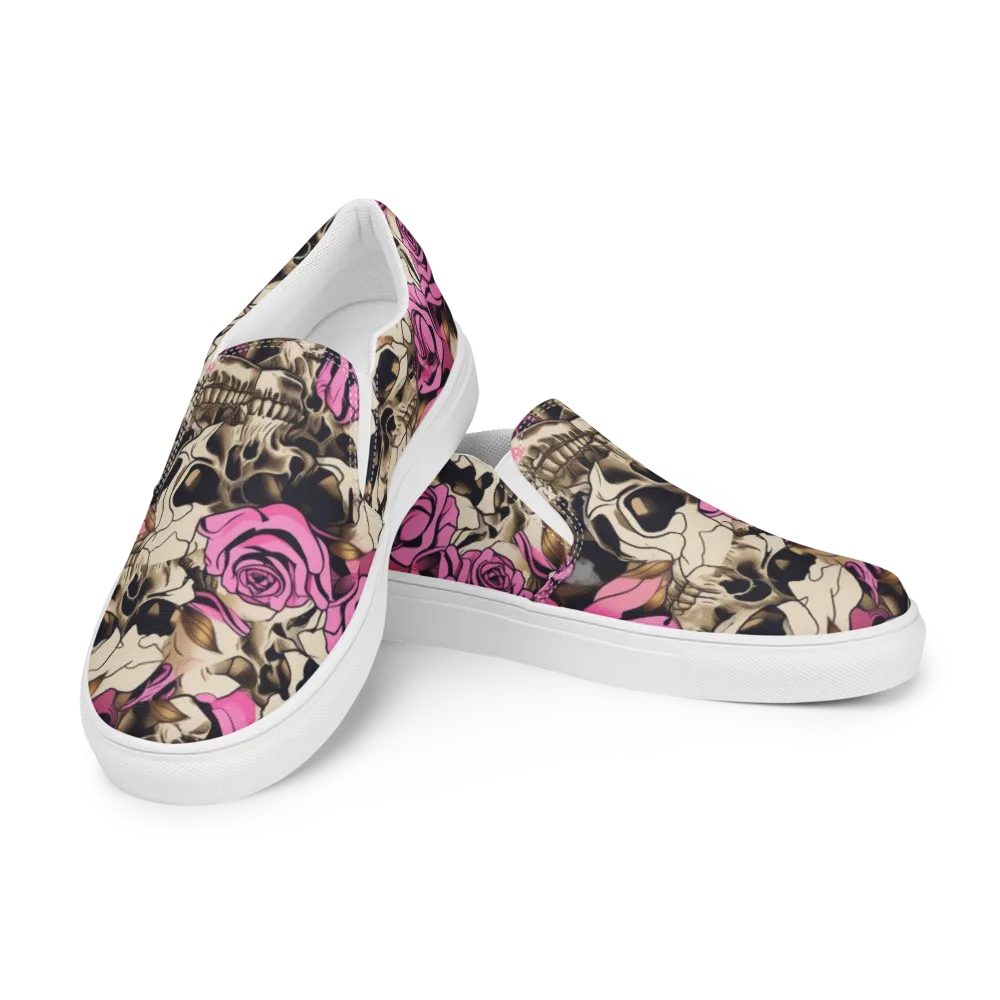 Rosebone Riot on Men's Slip-On Canvas Shoes — Left Front