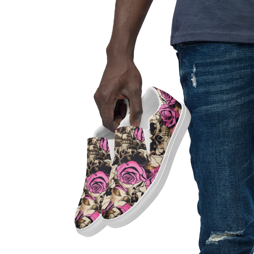 Rosebone Riot on Men's Slip-On Canvas Shoes — Left Front