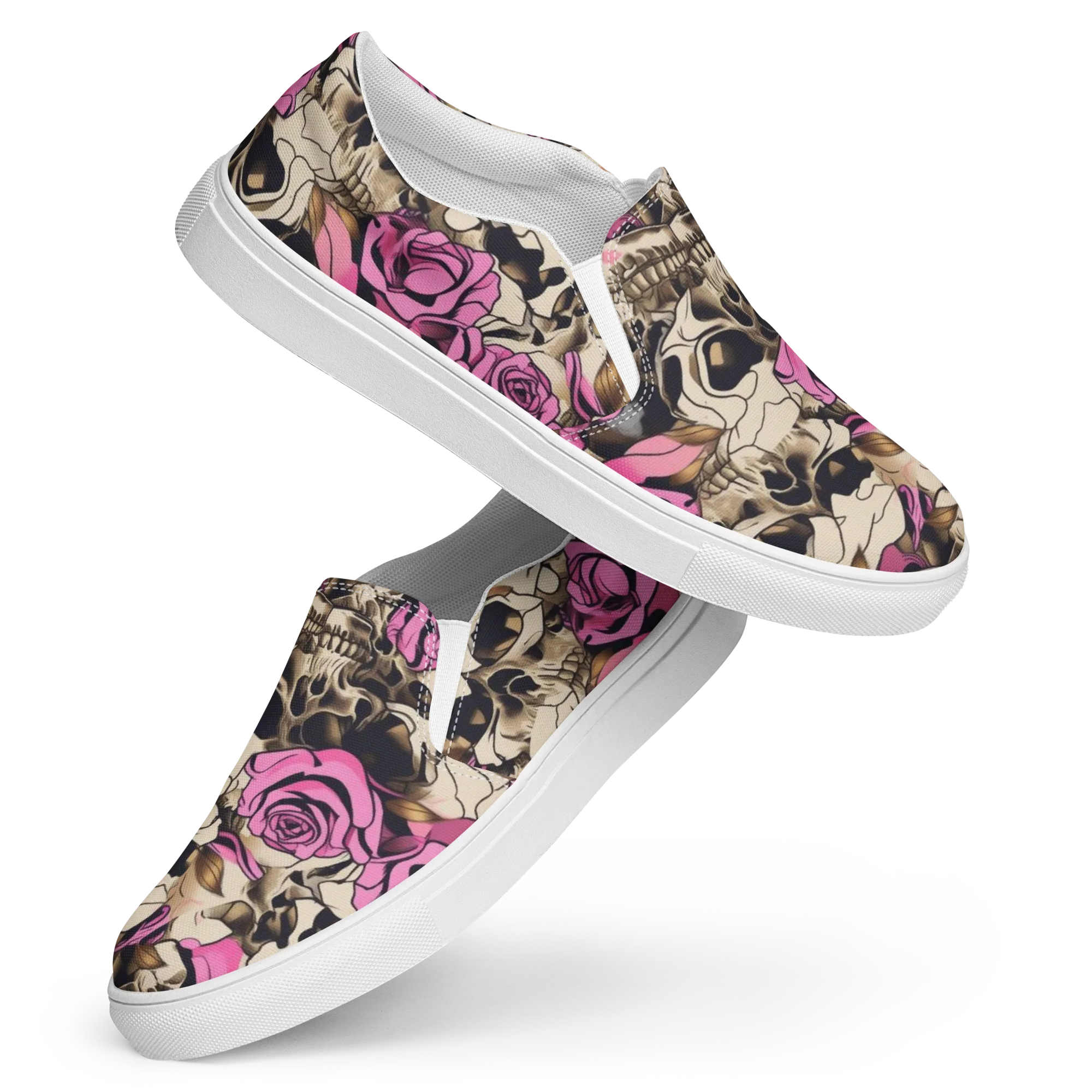 Rosebone Riot on Women's Slip-On Canvas Shoes — Front