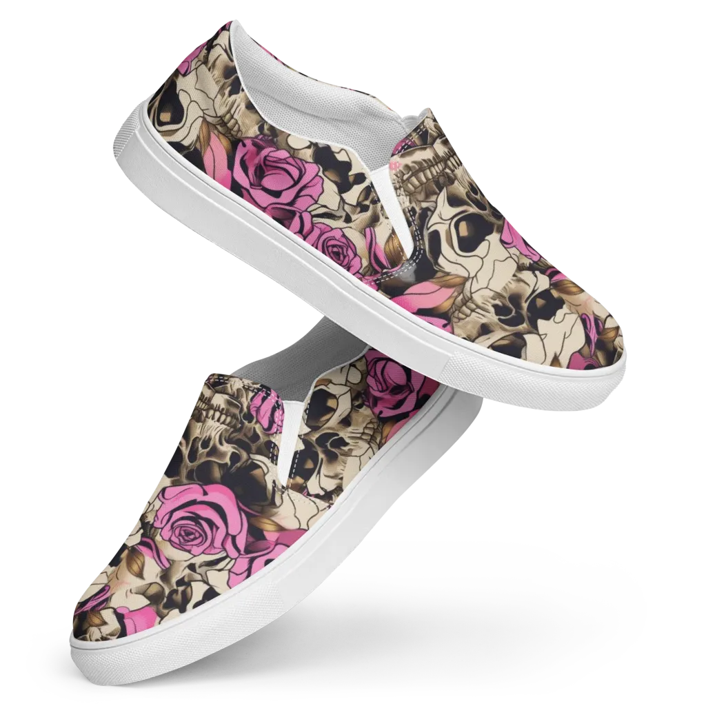 Rosebone Riot on Women's Slip-On Canvas Shoes — Front