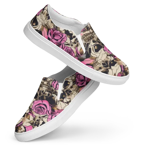 Rosebone Riot on a Women's Slip-On Canvas Shoes