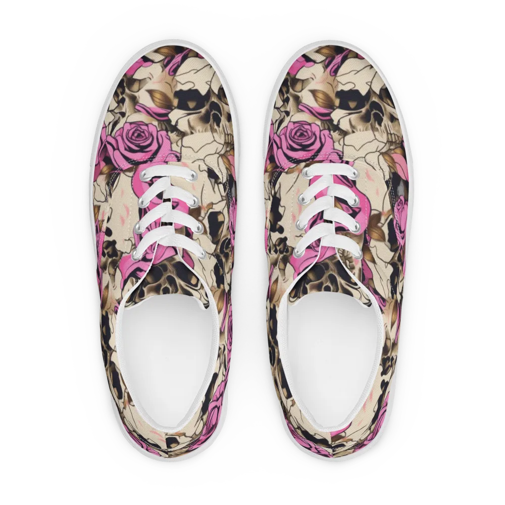Rosebone Riot on Men's Lace-Up Canvas Shoes — Front