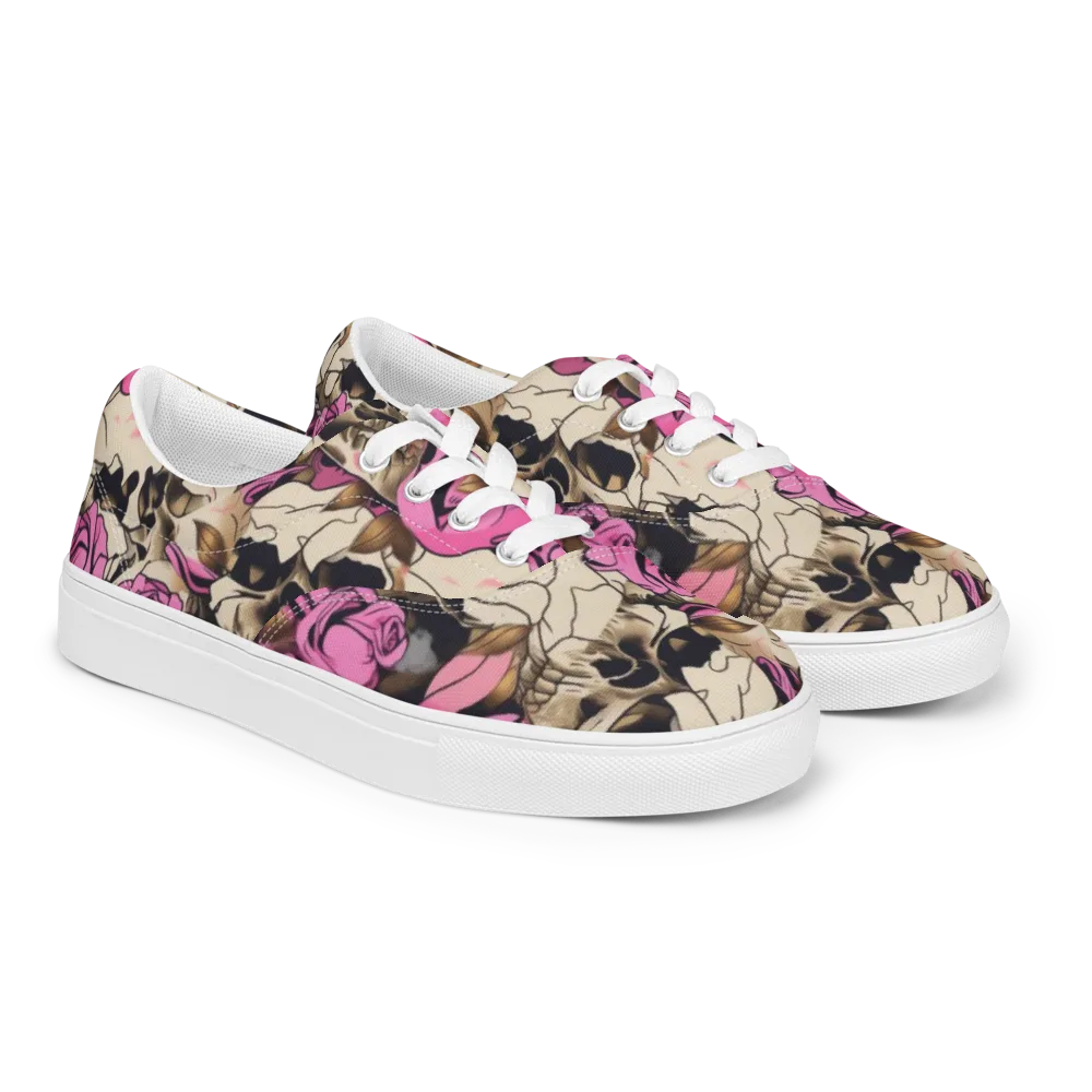 Rosebone Riot on Men's Lace-Up Canvas Shoes — Right Front