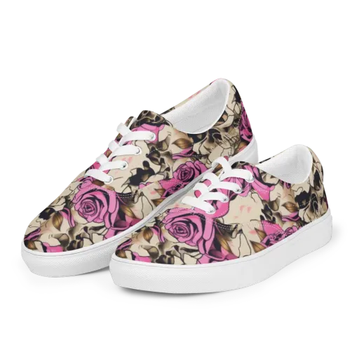 Rosebone Riot on a Men's Lace-Up Canvas Shoes