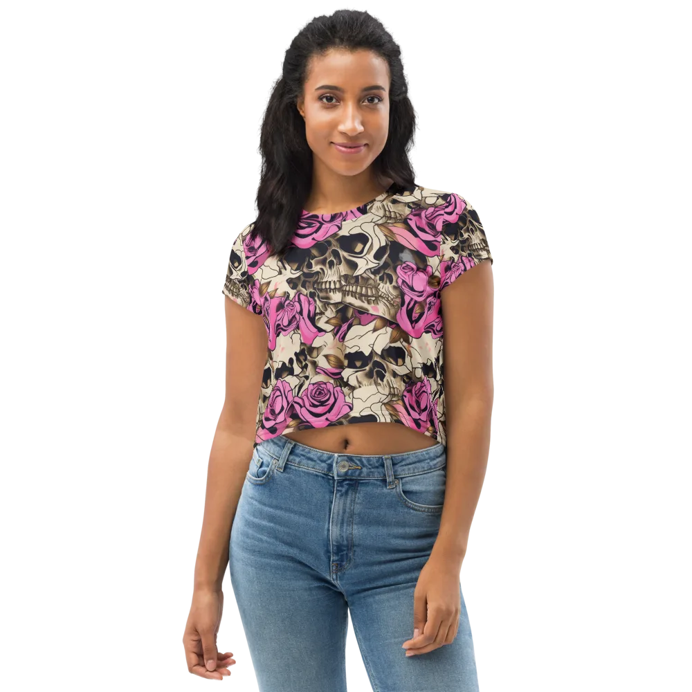 Rosebone Riot on Crop Tee — Front