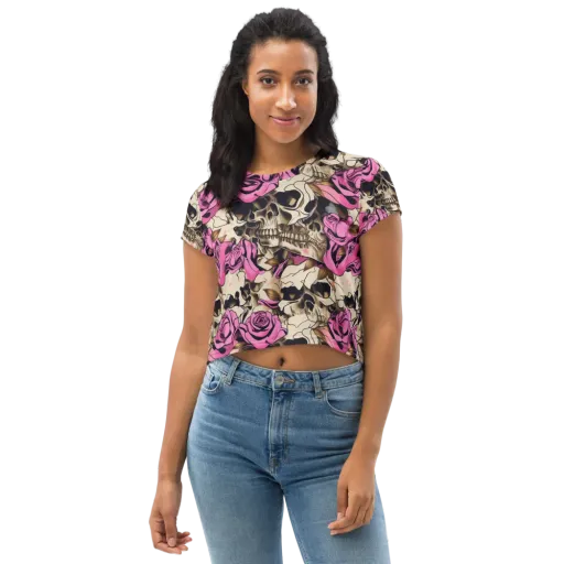 Rosebone Riot on a Crop Tee