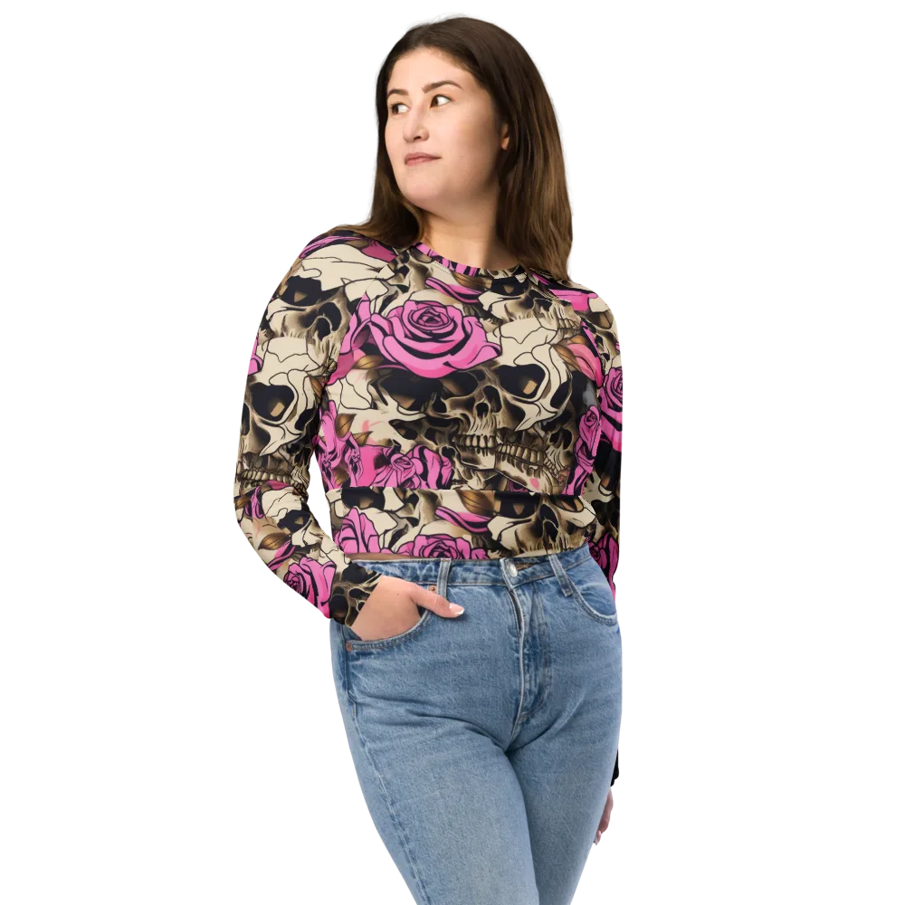 Rosebone Riot on Long Sleeve Crop Top — Front