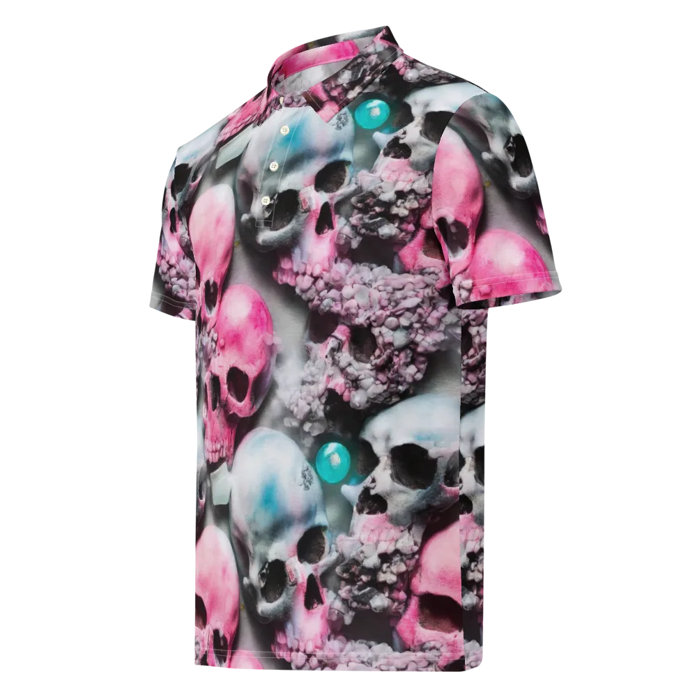 Candy Skull Garden on Men's Slim Fit Polo Shirt — Left Front