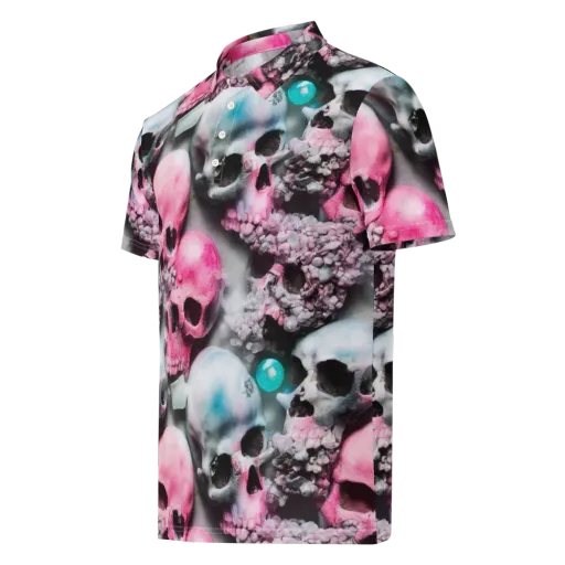 Candy Skull Garden on a Men's Slim Fit Polo Shirt