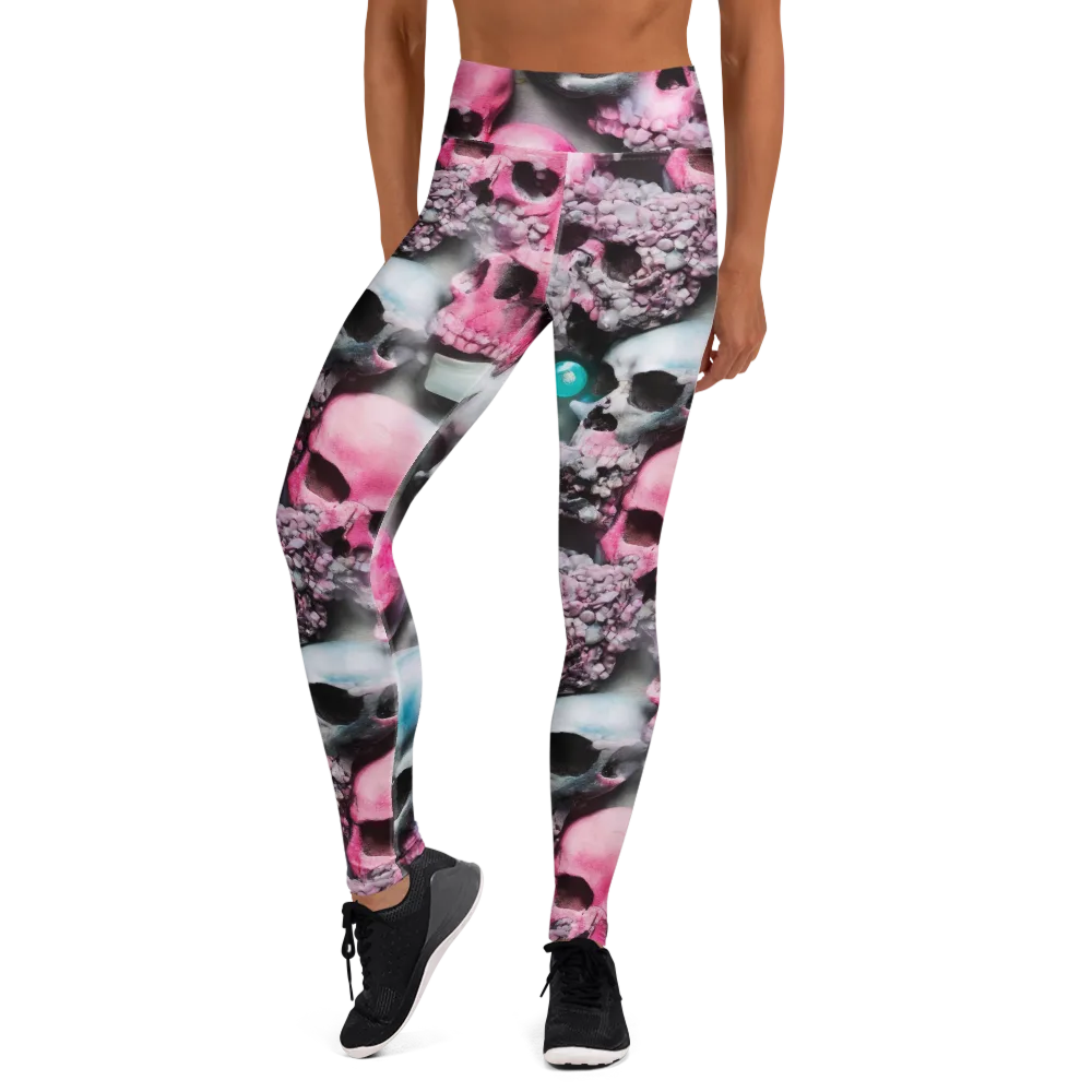 Candy Skull Garden on Yoga Leggings — Front