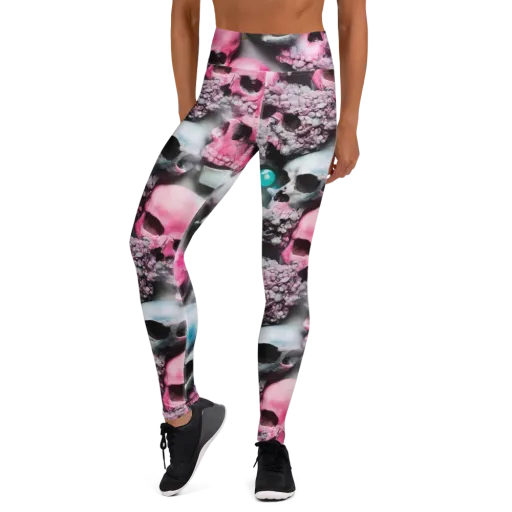 Candy Skull Garden on a Yoga Leggings