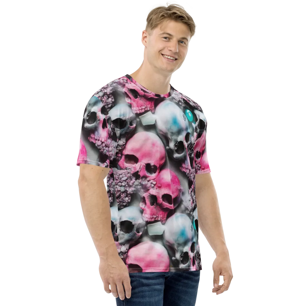 Candy Skull Garden on Men's Crew Neck T-Shirt — Right