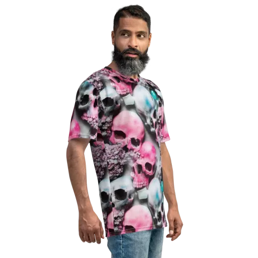 Candy Skull Garden on a Men's Crew Neck T-Shirt