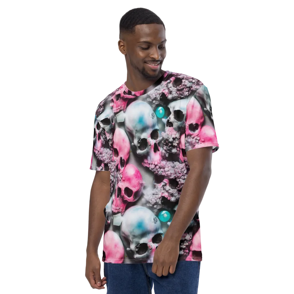 Candy Skull Garden on Men's Crew Neck T-Shirt — Left