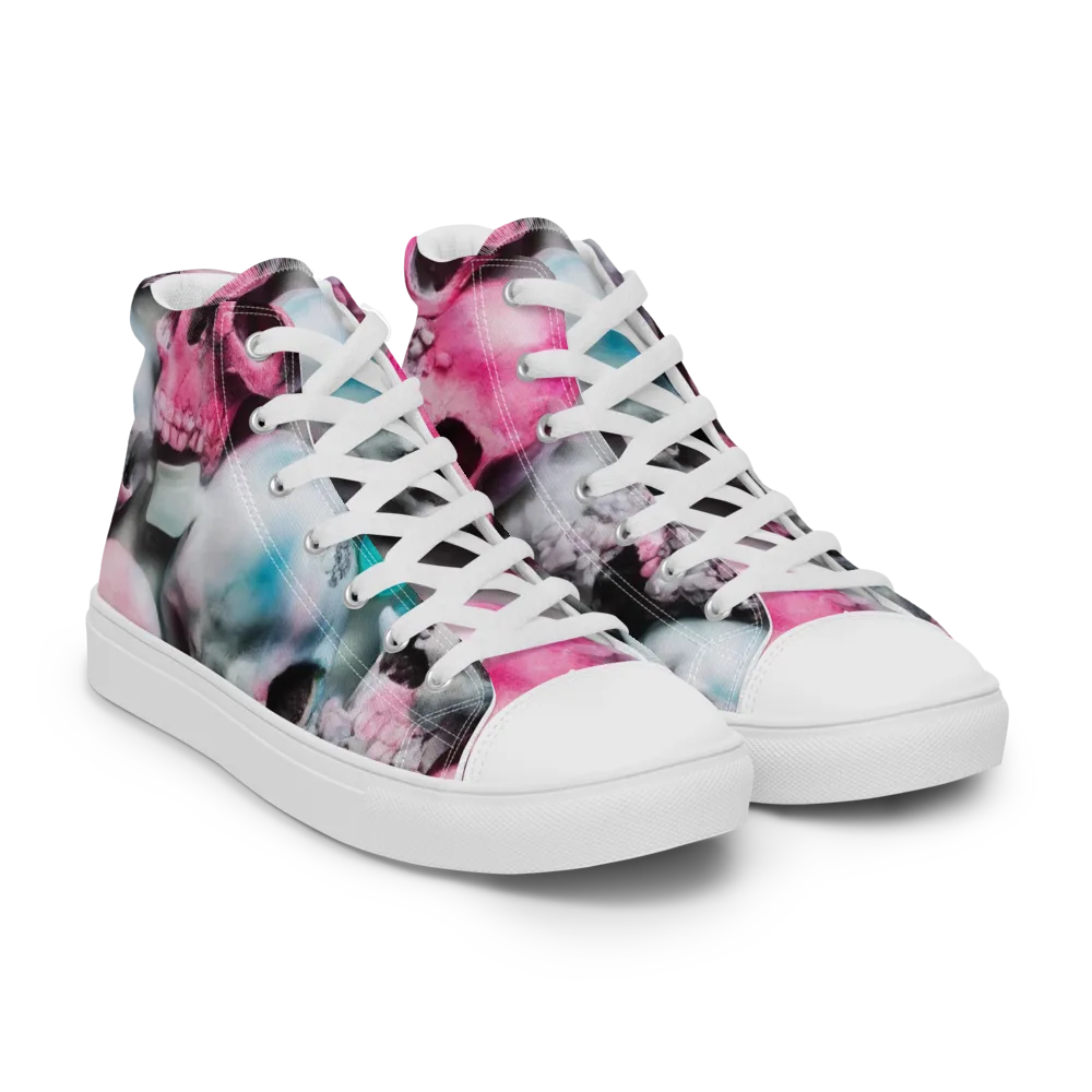 Candy Skull Garden on Men's High Top Canvas Shoes — Right Front