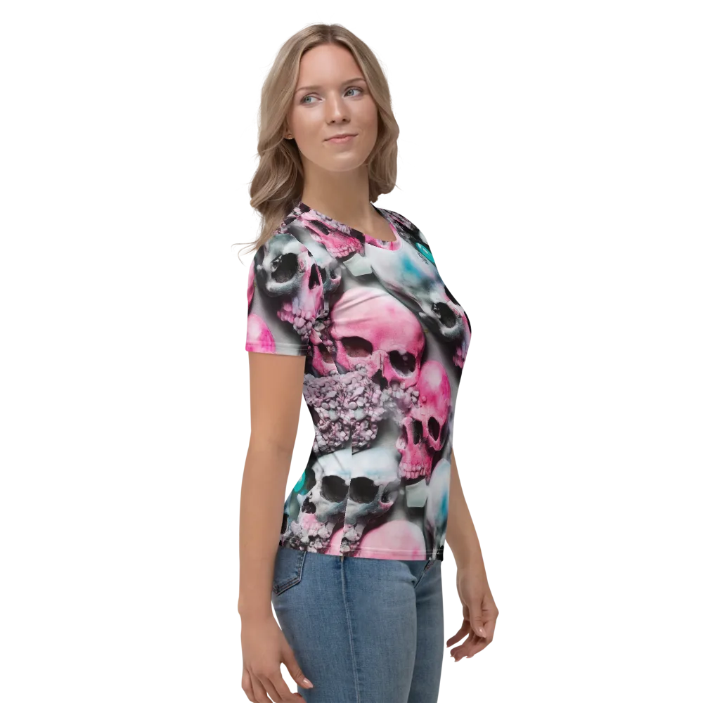 Candy Skull Garden on Women's Crew Neck T-Shirt — Right