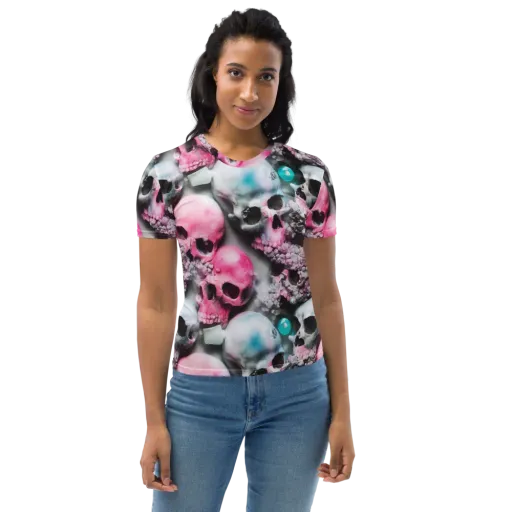 Candy Skull Garden on a Women's Crew Neck T-Shirt