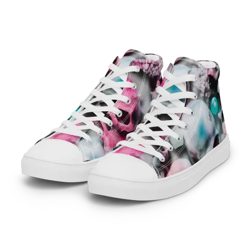 Candy Skull Garden on a Women's High Top Canvas Shoes
