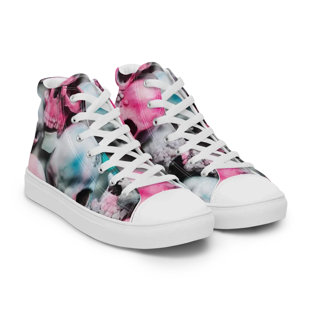Candy Skull Garden on Women's High Top Canvas Shoes — Right Front