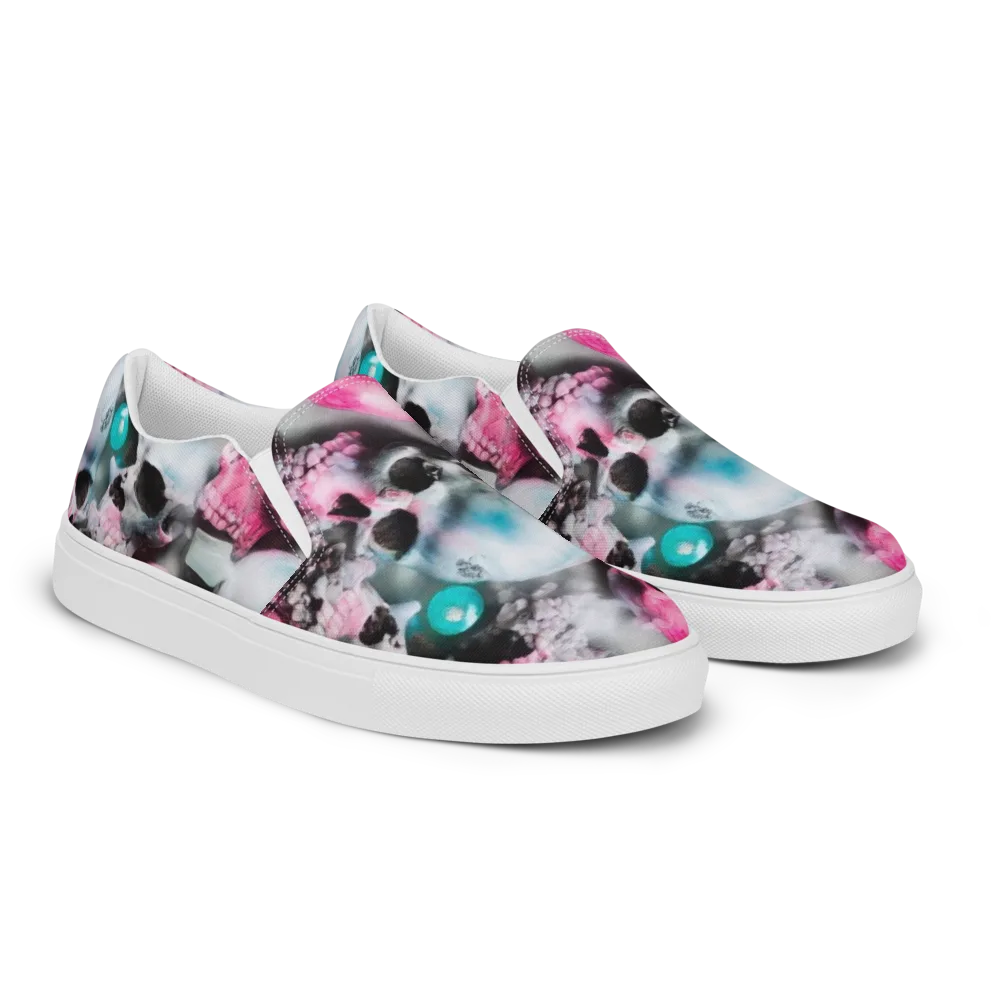 Candy Skull Garden on Men's Slip-On Canvas Shoes — Right Front