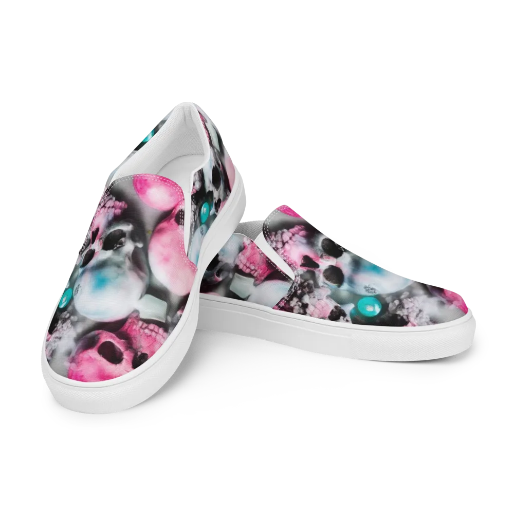Candy Skull Garden on Men's Slip-On Canvas Shoes — Left Front
