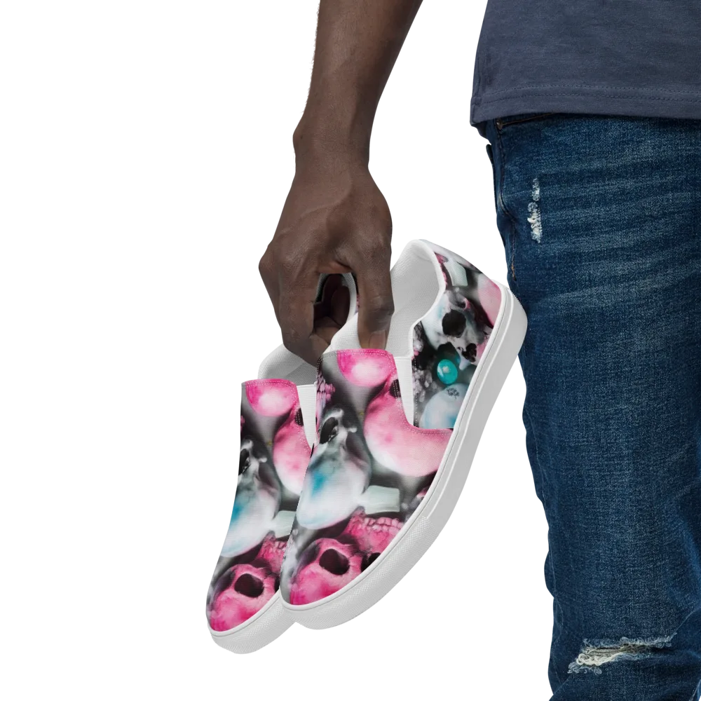 Candy Skull Garden on Men's Slip-On Canvas Shoes — Left Front