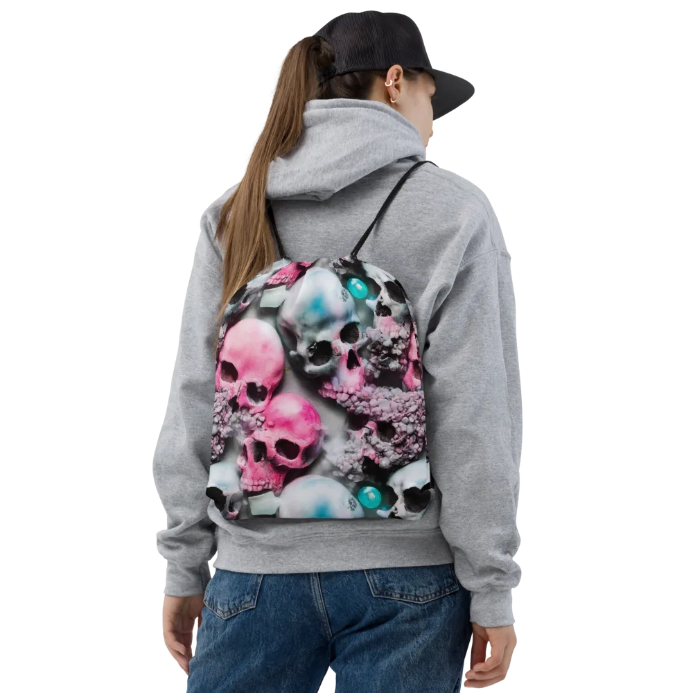 Candy Skull Garden on Drawstring Bag — Front