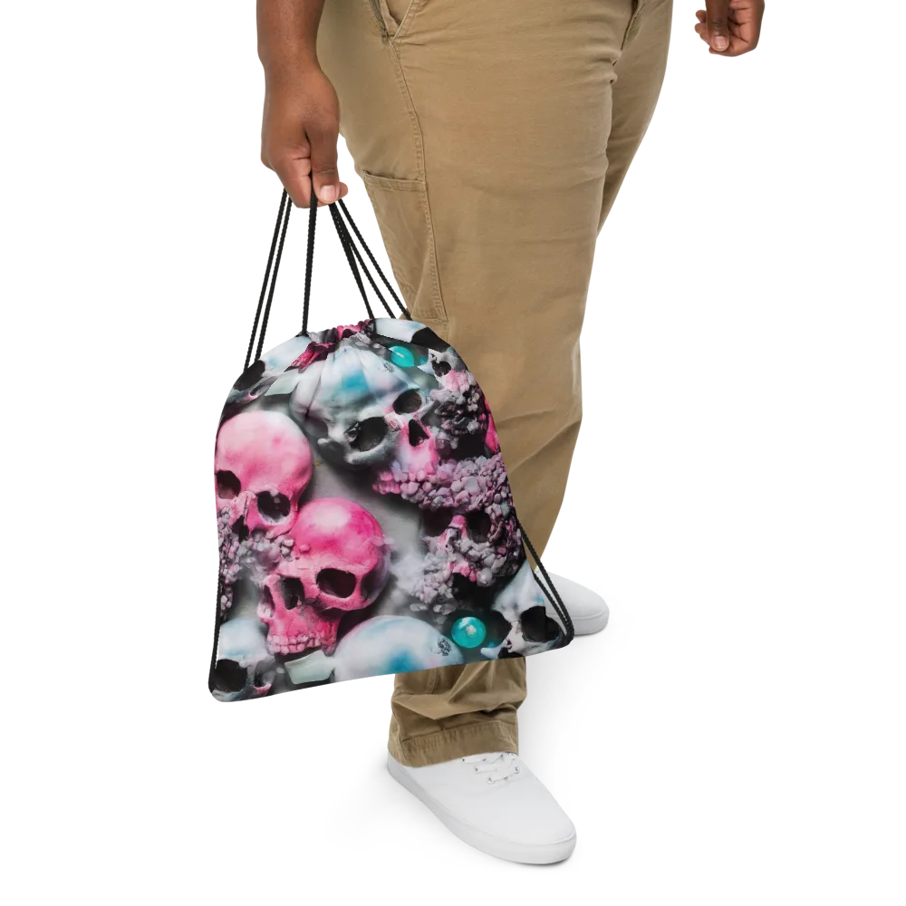 Candy Skull Garden on Drawstring Bag — Front