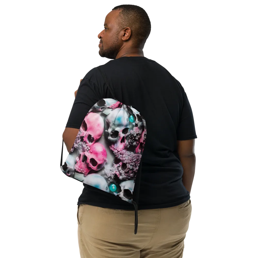 Candy Skull Garden on Drawstring Bag — Front