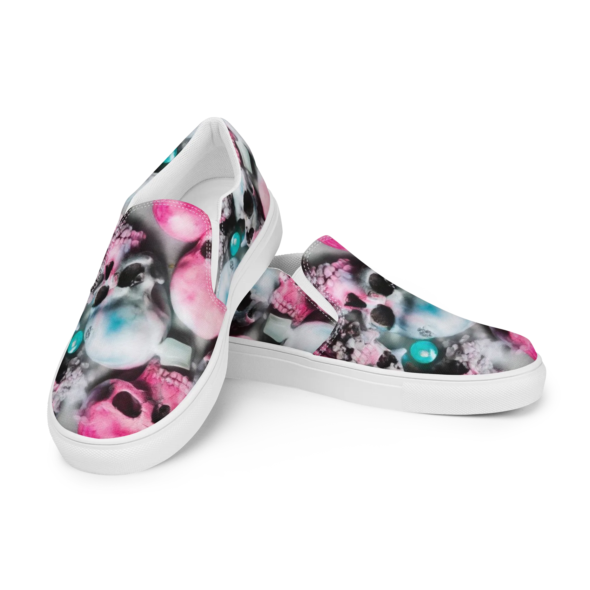 Candy Skull Garden on Women's Slip-On Canvas Shoes — Left Front
