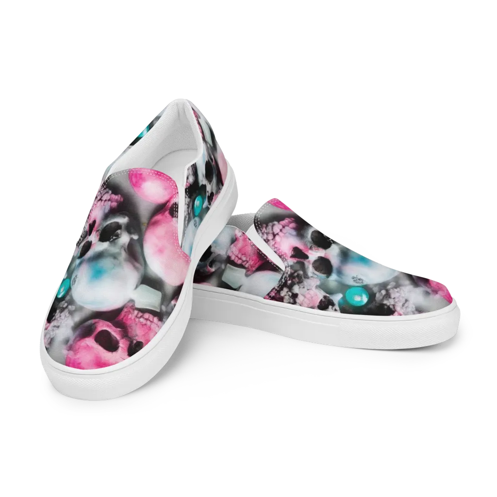 Candy Skull Garden on Women's Slip-On Canvas Shoes — Left Front