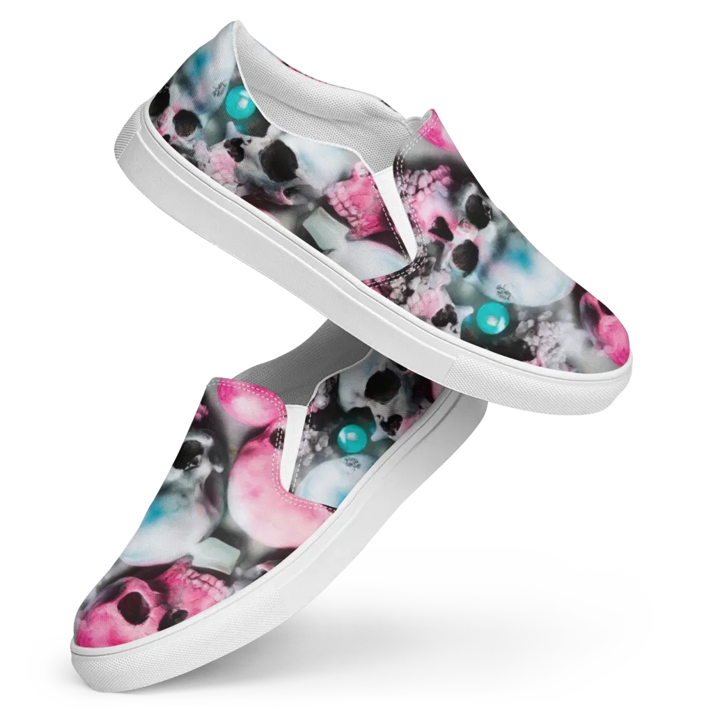 Candy Skull Garden on Women's Slip-On Canvas Shoes — Front