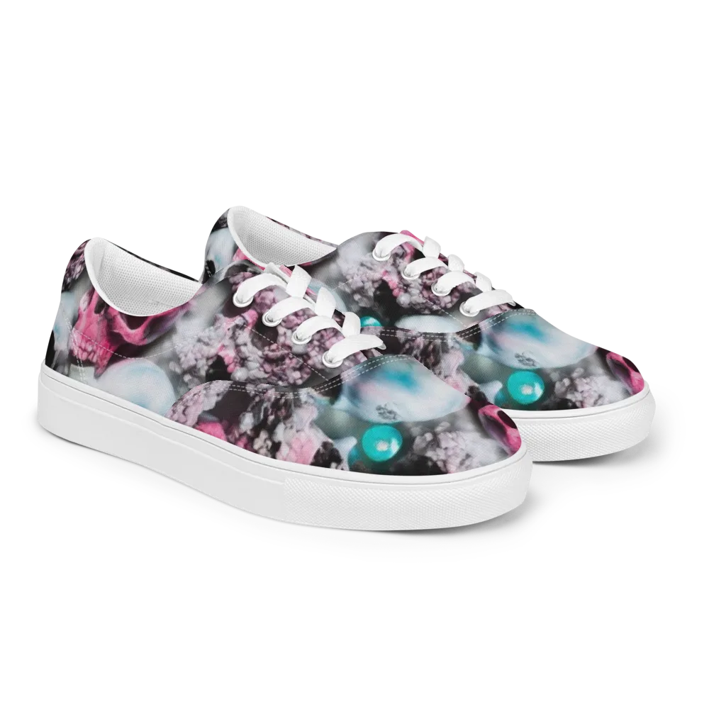 Candy Skull Garden on Men's Lace-Up Canvas Shoes — Right Front