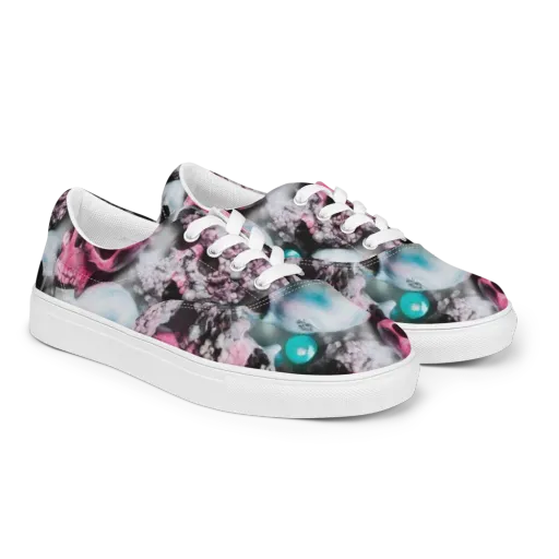 Candy Skull Garden on a Men's Lace-Up Canvas Shoes