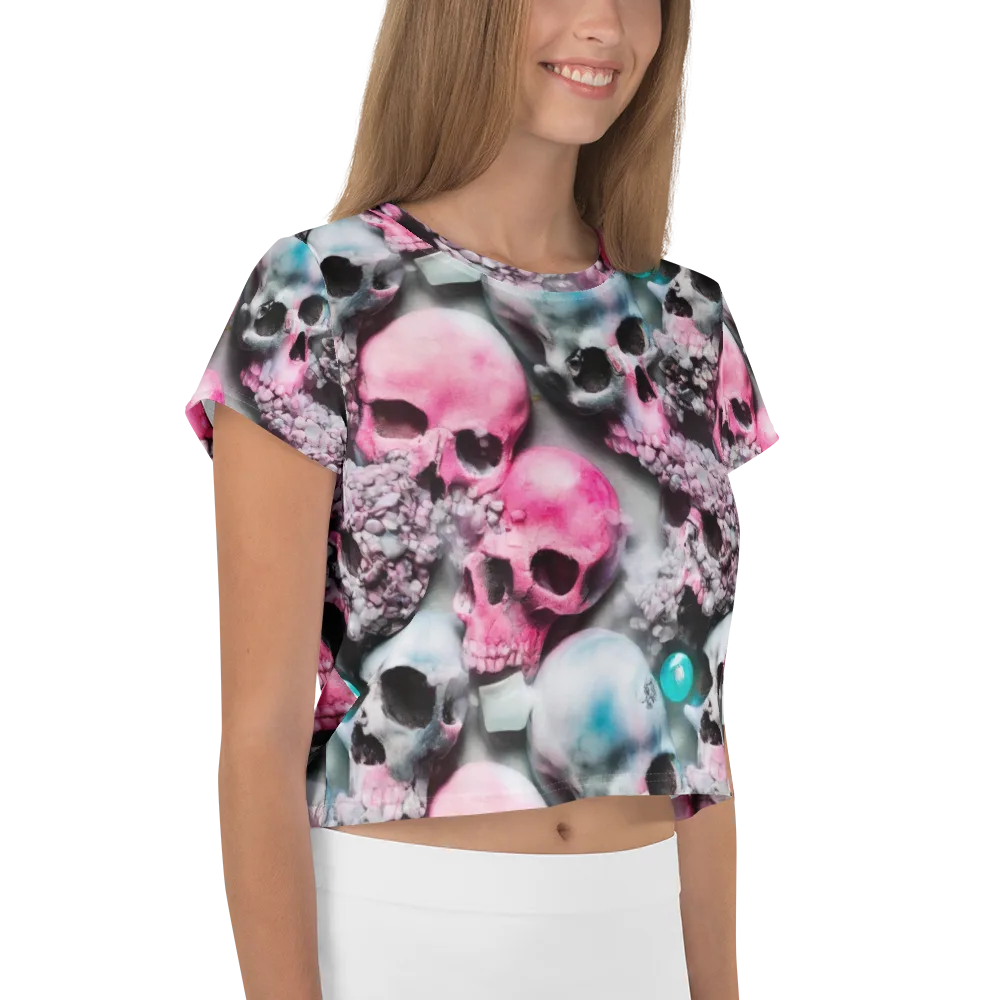 Candy Skull Garden on Crop Tee — Right