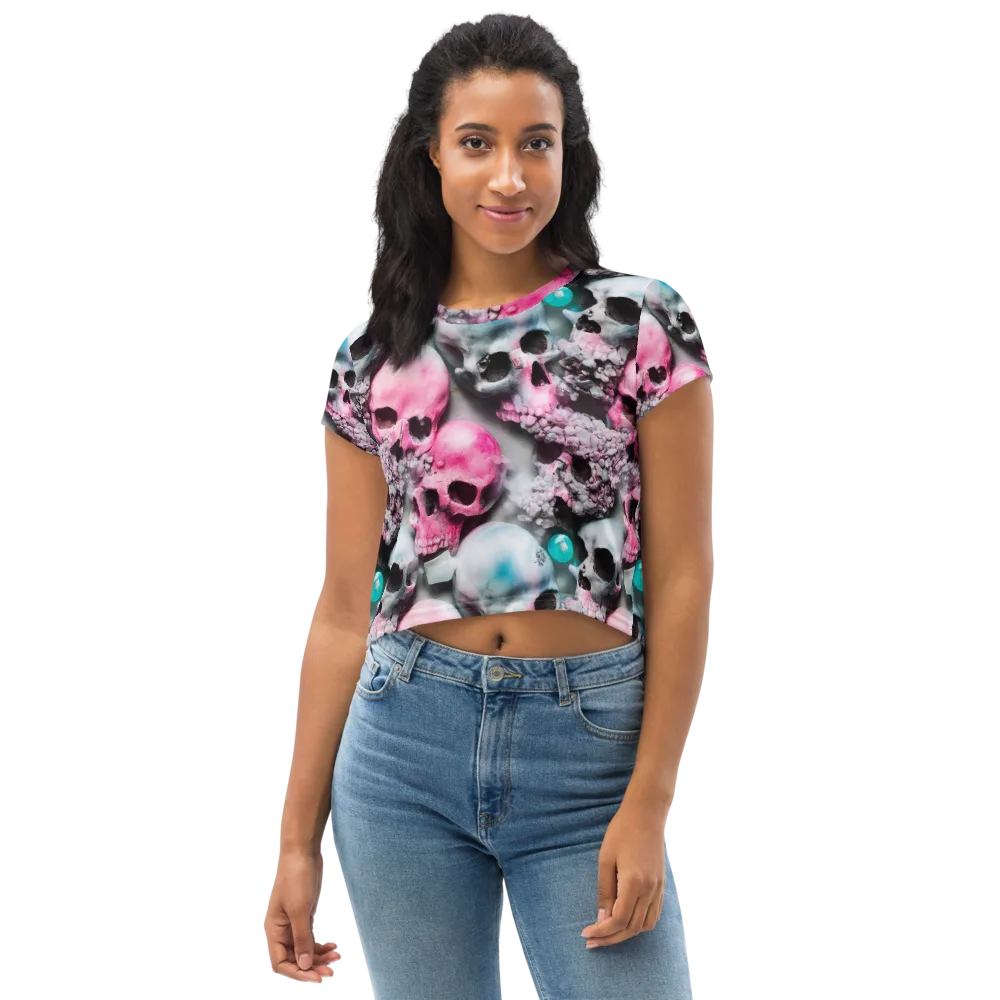 Candy Skull Garden on Crop Tee — Front