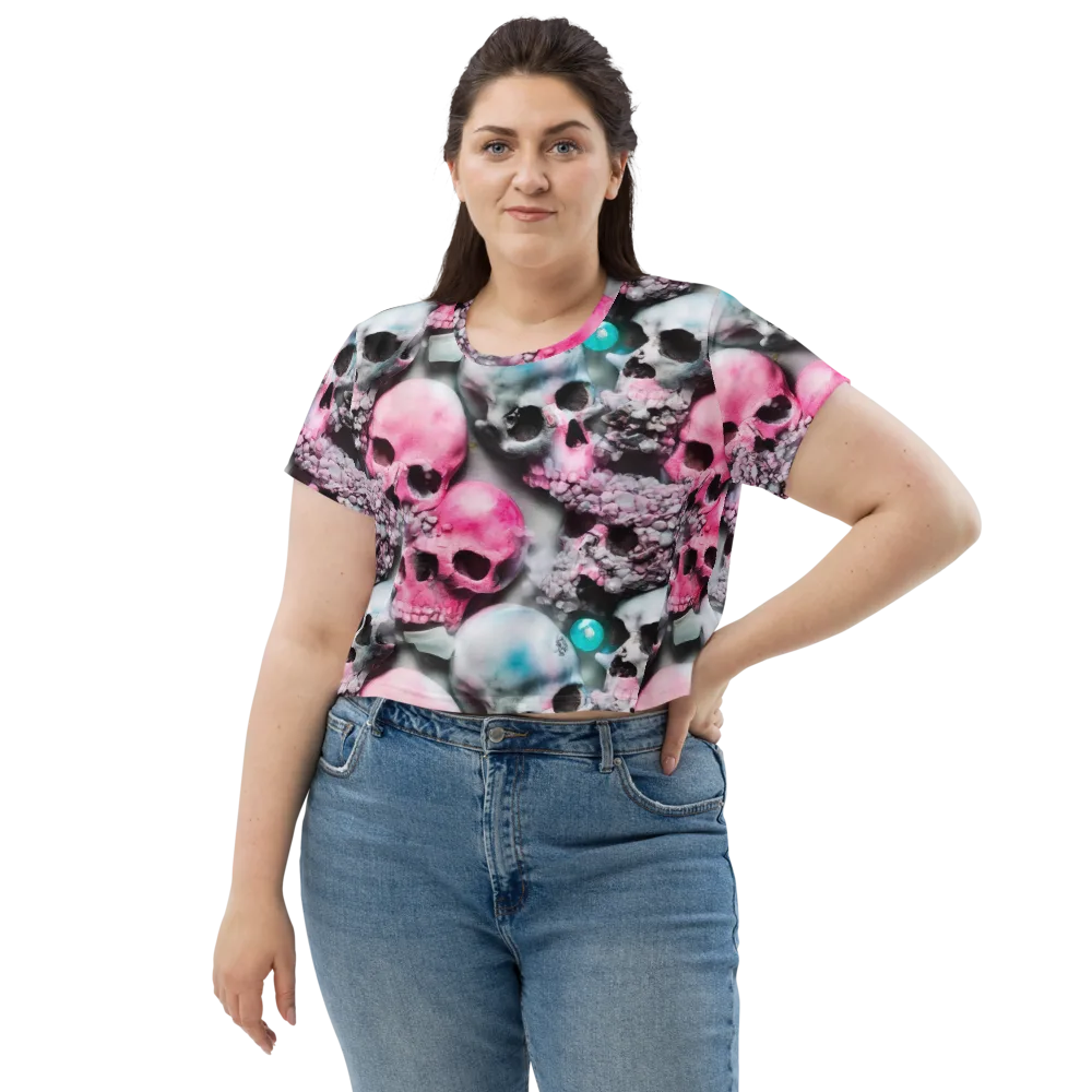 Candy Skull Garden on Crop Tee — Front