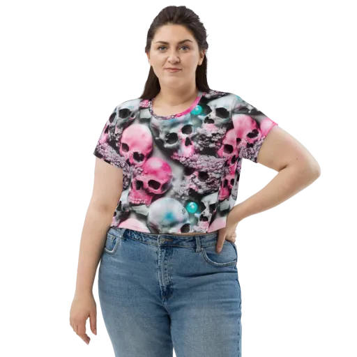 Candy Skull Garden on a Crop Tee