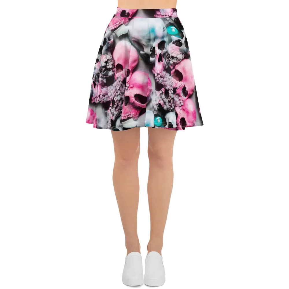Candy Skull Garden on Skater Skirt — Front