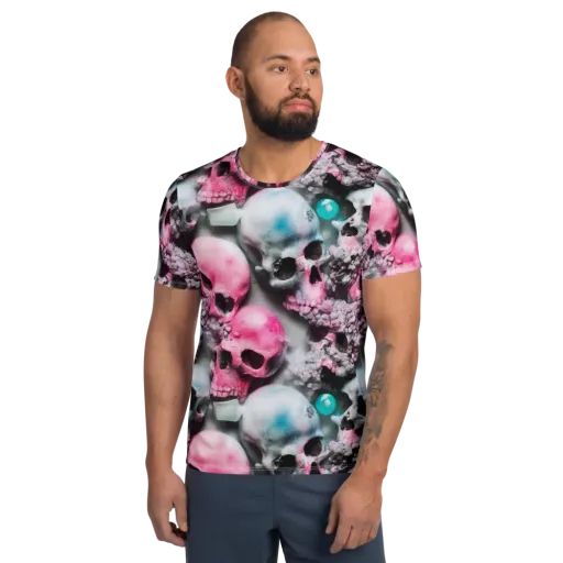 Candy Skull Garden on a Men's Athletic T-Shirt