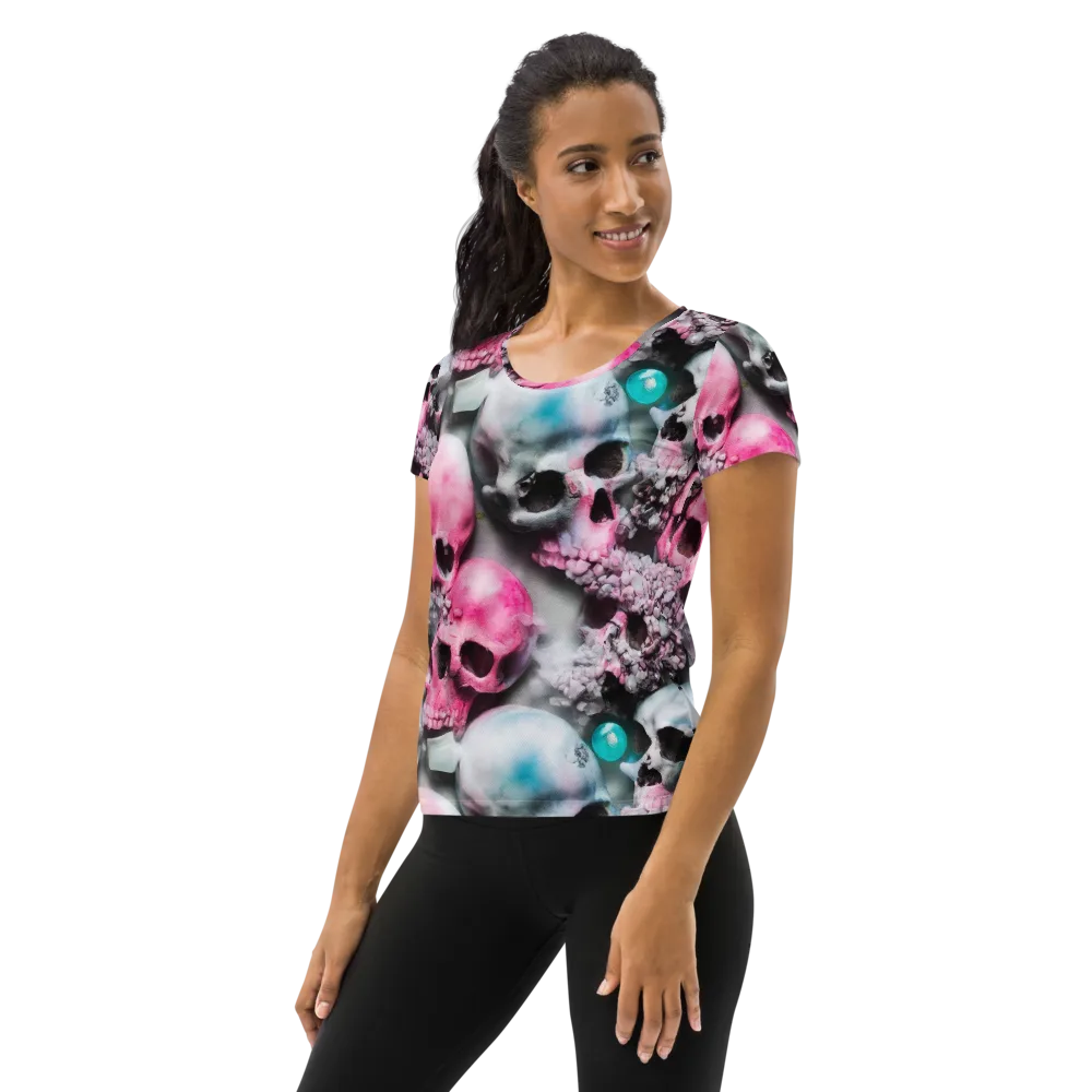 Candy Skull Garden on Women's Athletic T-Shirt — Left