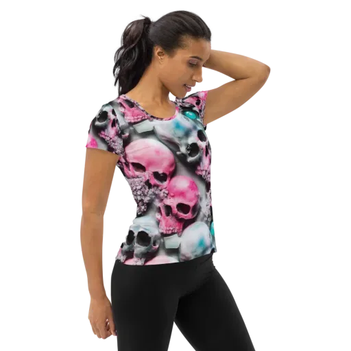 Candy Skull Garden on a Women's Athletic T-Shirt