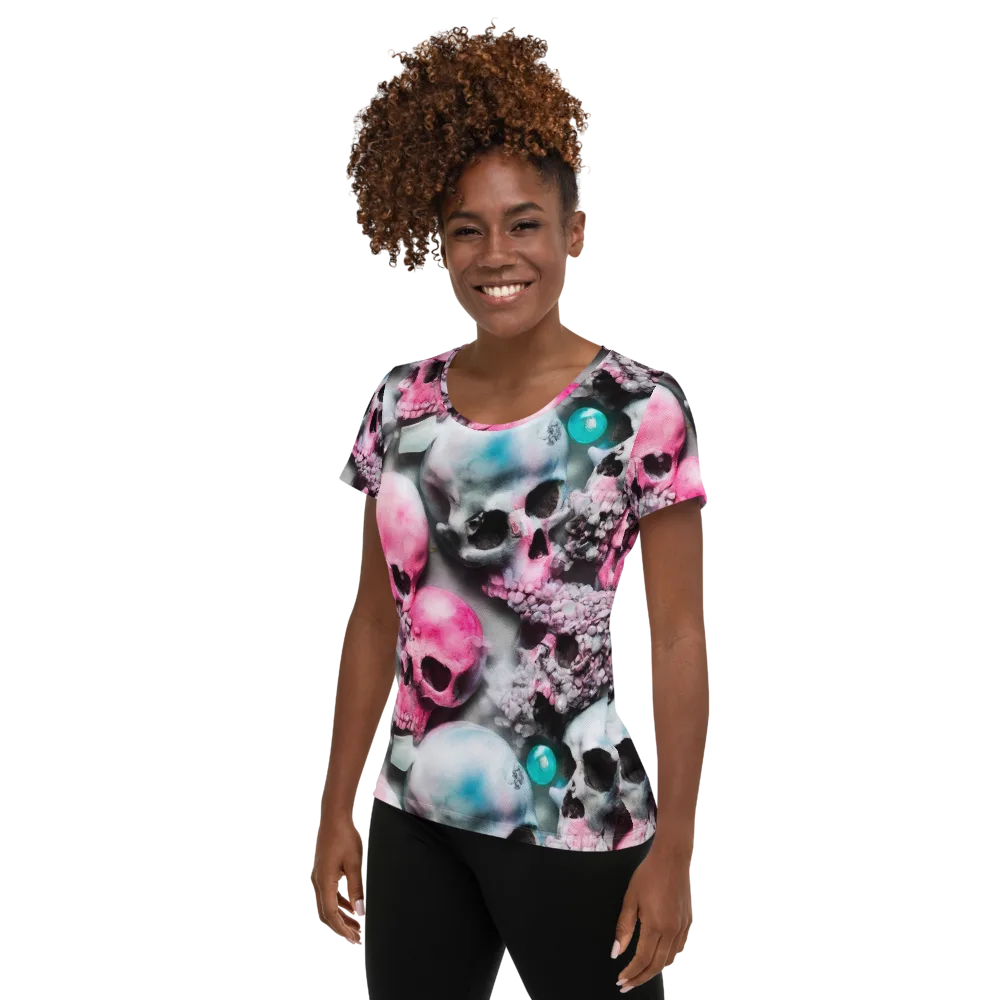 Candy Skull Garden on Women's Athletic T-Shirt — Left