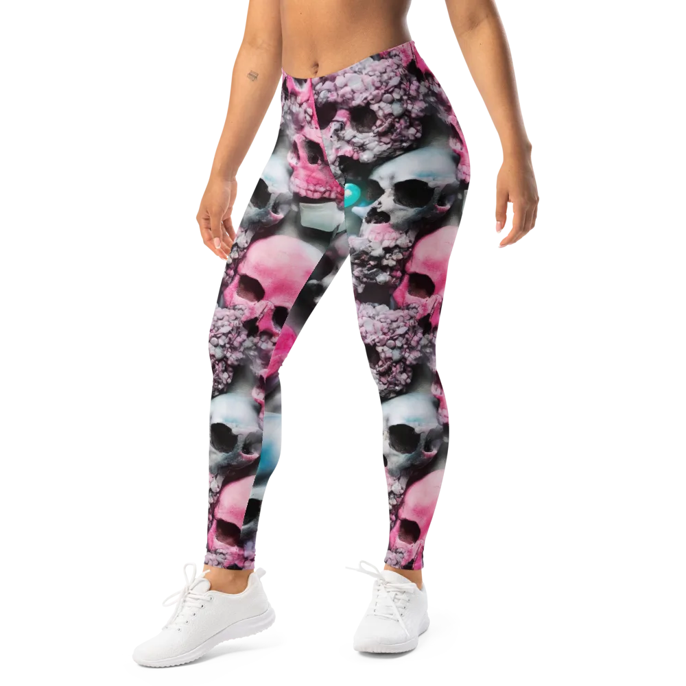 Candy Skull Garden on Leggings — Left Front
